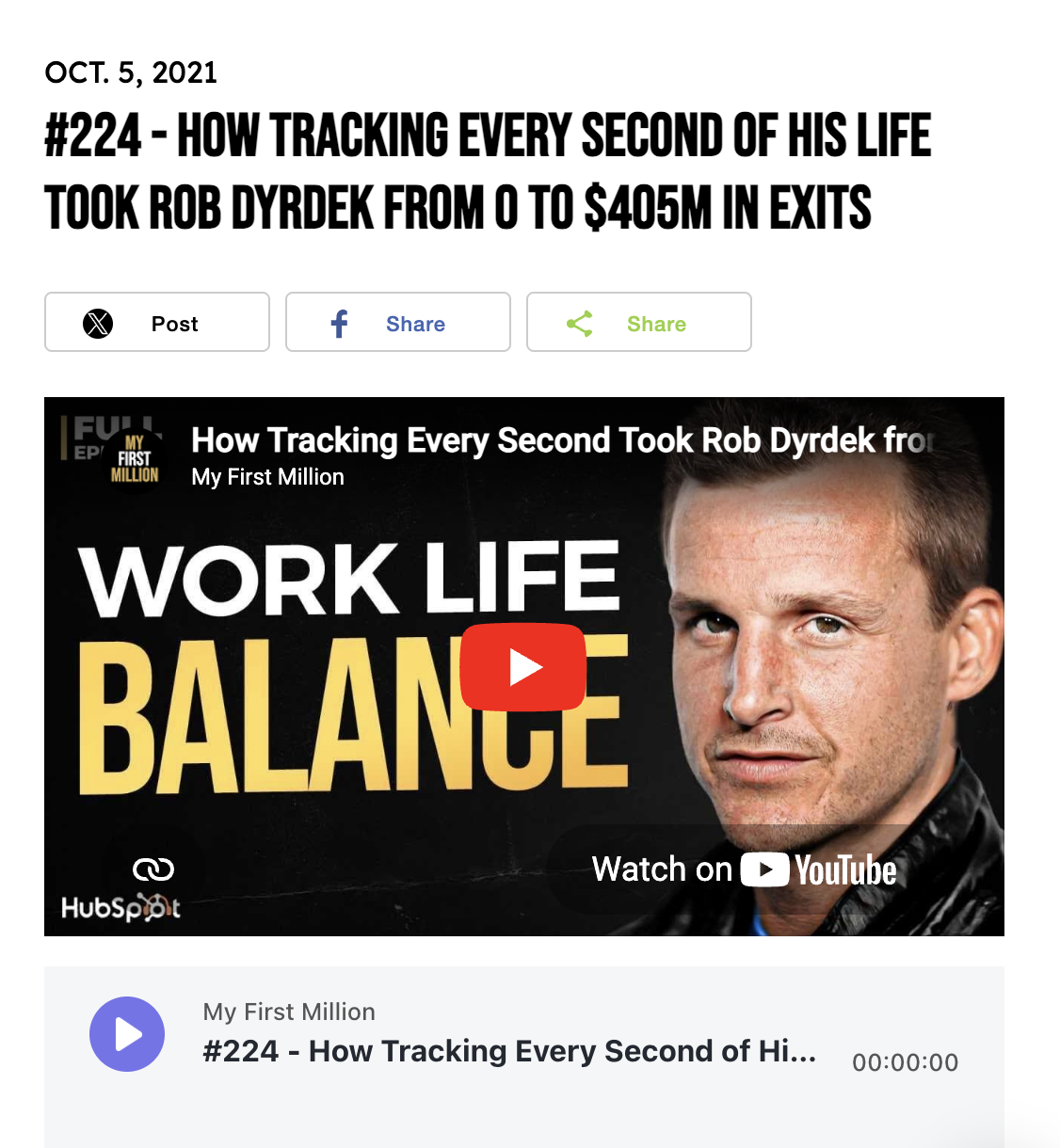 Rob Dyrdek explaining his time-tracking dashboard and four pillars